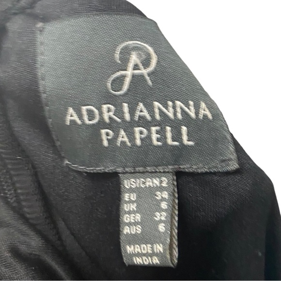 Adrianna Papell Black and Silver Beaded Blouson Formal Gown - Picture 3 of 11